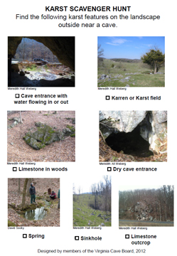 Karst Scavenger Hunt Sheet